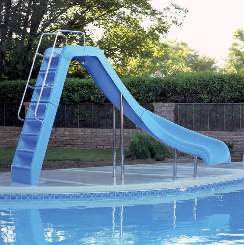 plastic pool with a slide