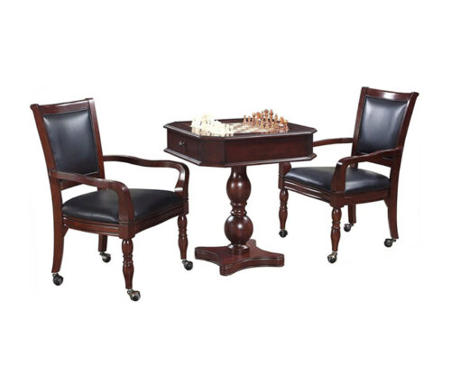 Fortress 3-In-1 Chess, Checkers, & Backgammon Table Set with Mahogany Finish