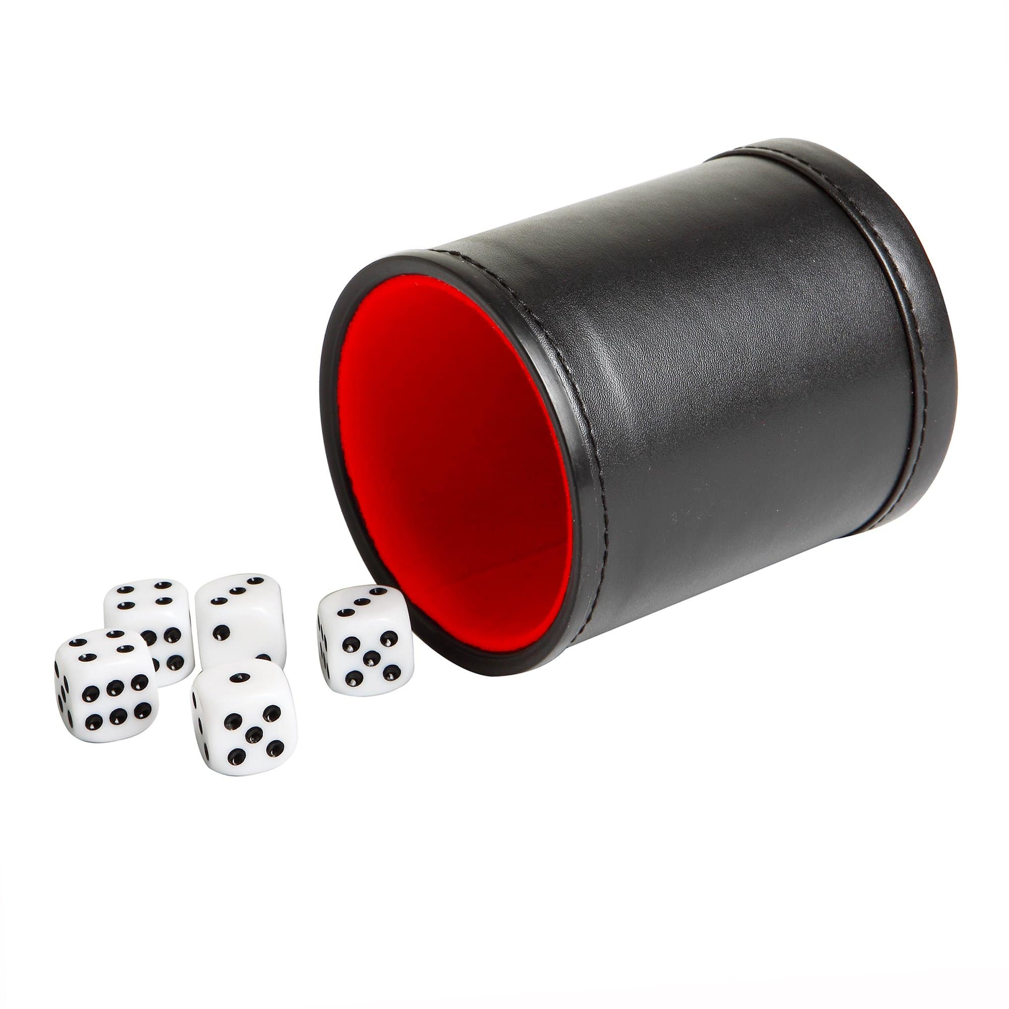 Professional Dice Cup Game with Five Dice Dark Stitched Leather Brand  NEW 