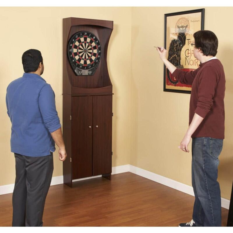 Outlaw Free Standing Dartboard and Cabinet Set in Cherry