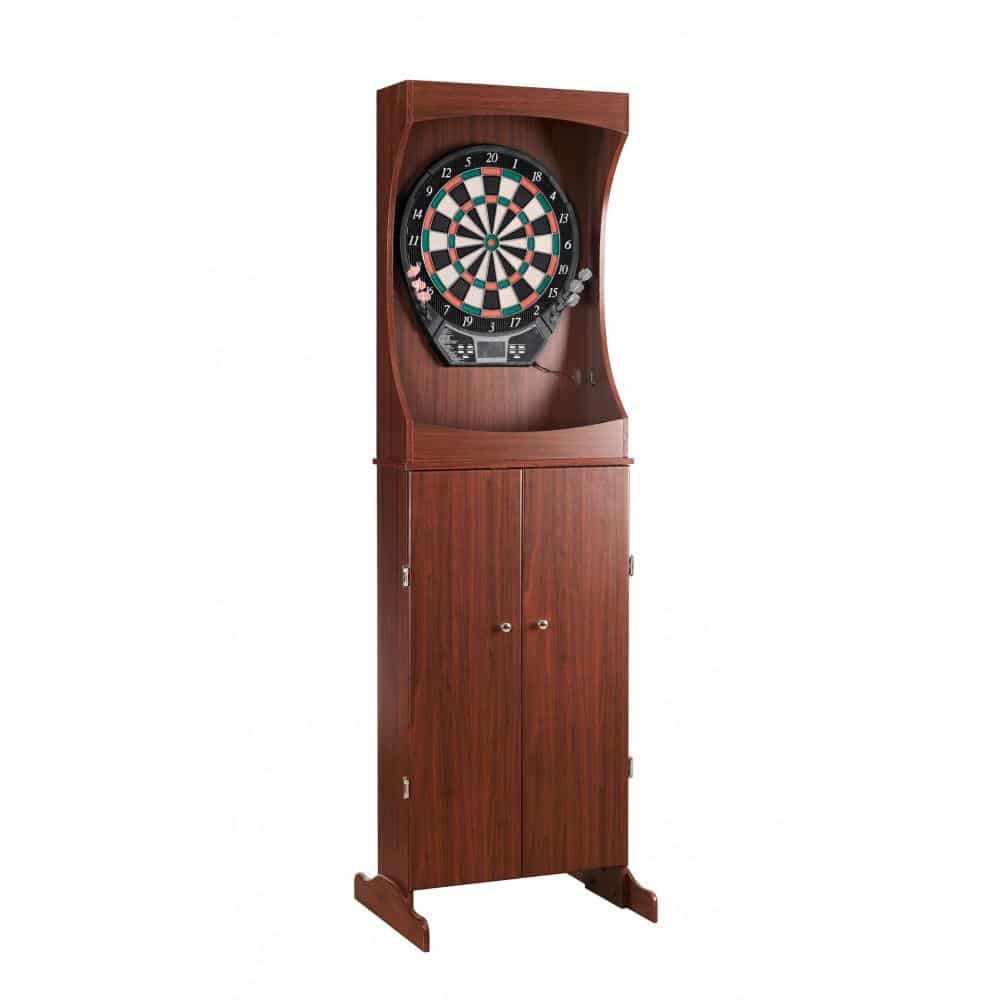 Outlaw Free Standing Dartboard And Cabinet Set In Cherry