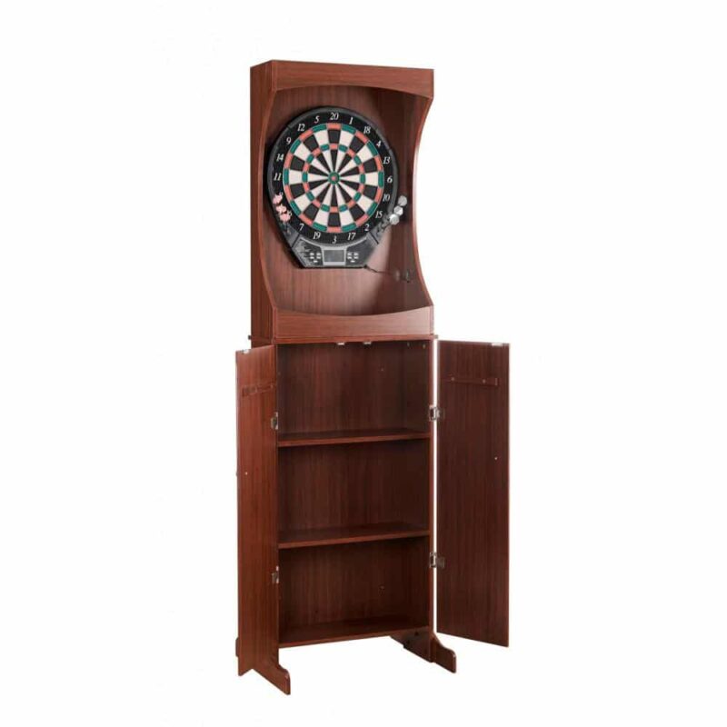 Outlaw Free Standing Dartboard and Cabinet Set in Cherry