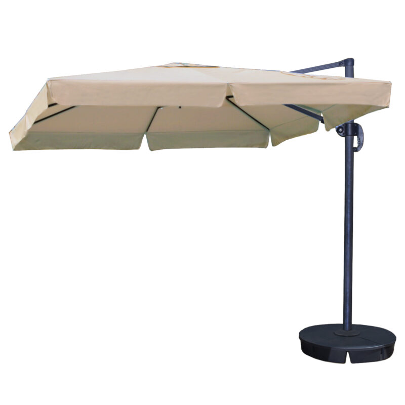 Santorini II 10-ft Square Cantilever Umbrella w: Valance in Sunbrella Acrylic