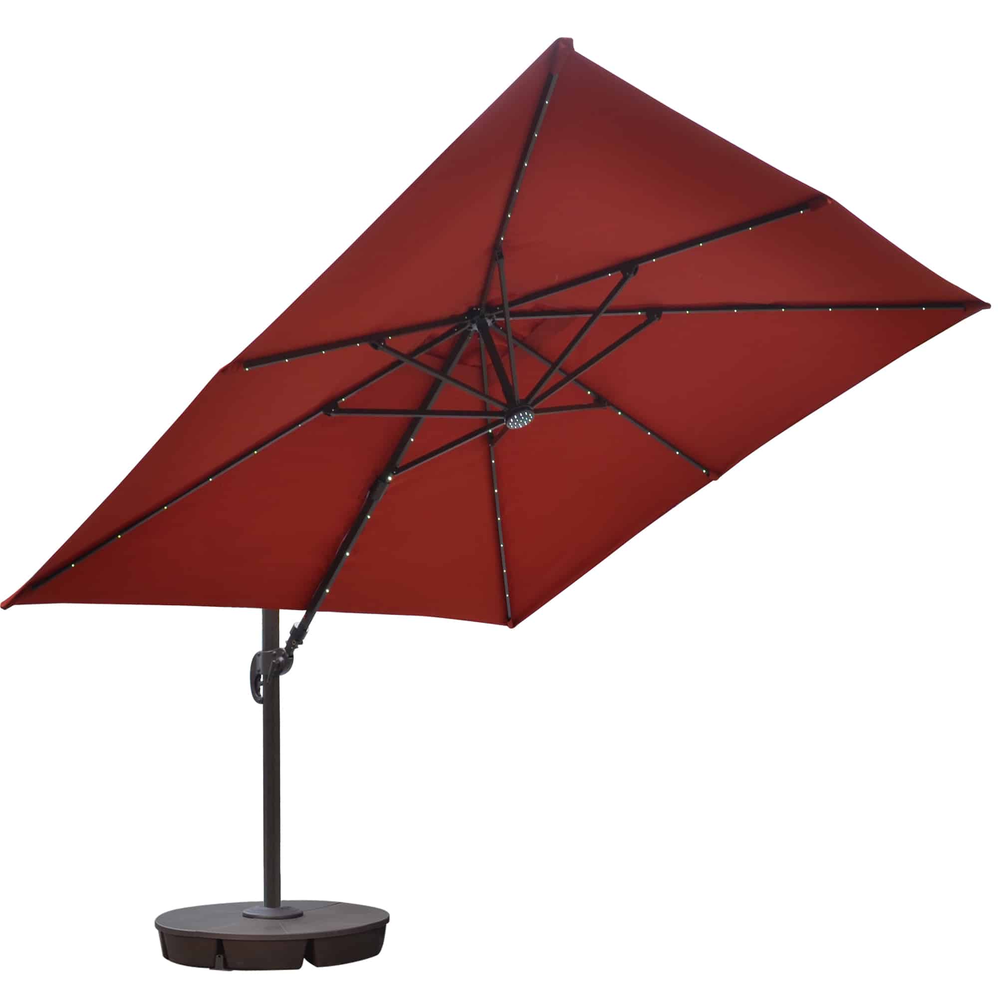Santorini II Fiesta 10-ft Square Cantilever Solar LED Umbrella in Sunbrella Acrylic