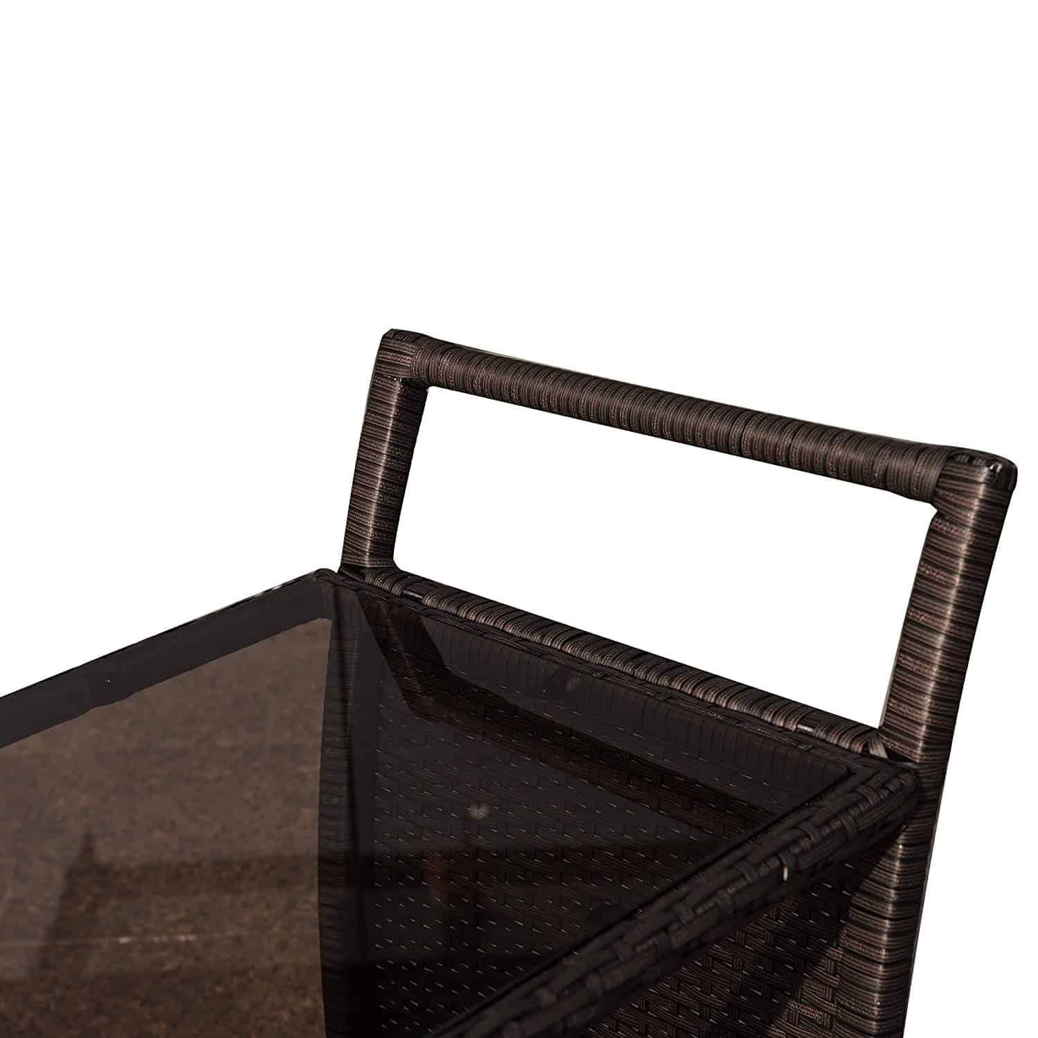 Island Retreat Outdoor Wicker Bar Cart with Drink Wells and Ice Tray