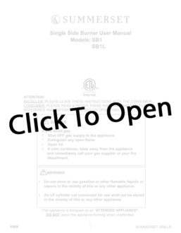 Summerset Single Side Burner User Manual PDF