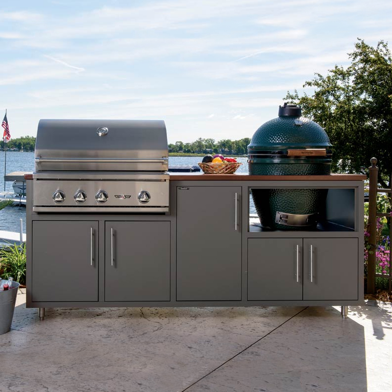 Challenger Designs 83 Kamado Grill & Built-in Grill Outdoor Kitchen Island