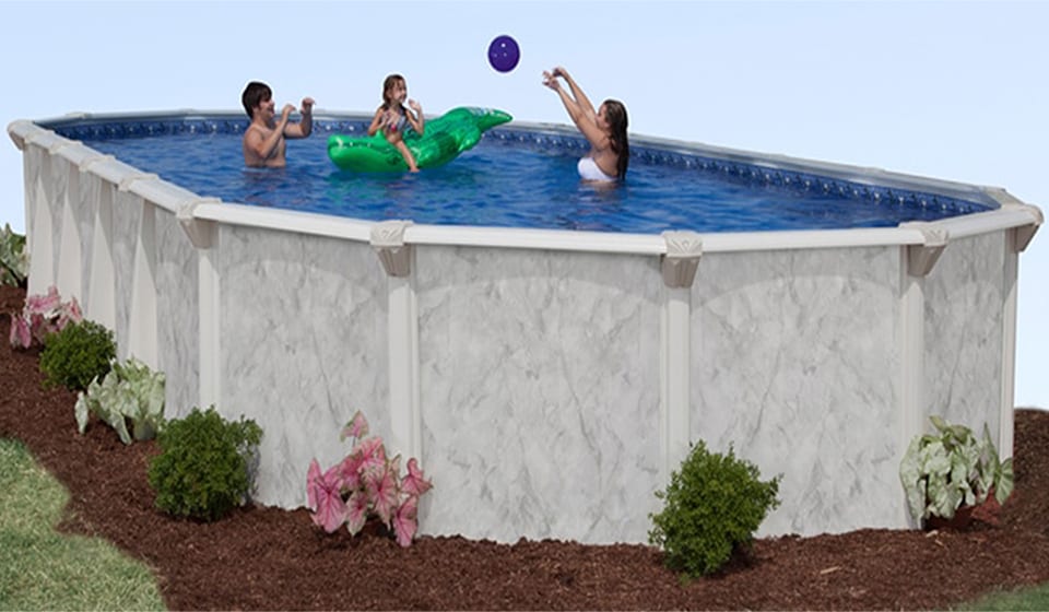 Deep Silver Sea Above Ground Pool Kit, Metal Above Ground Pools Oval