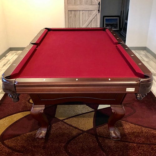 Red shop pool table
