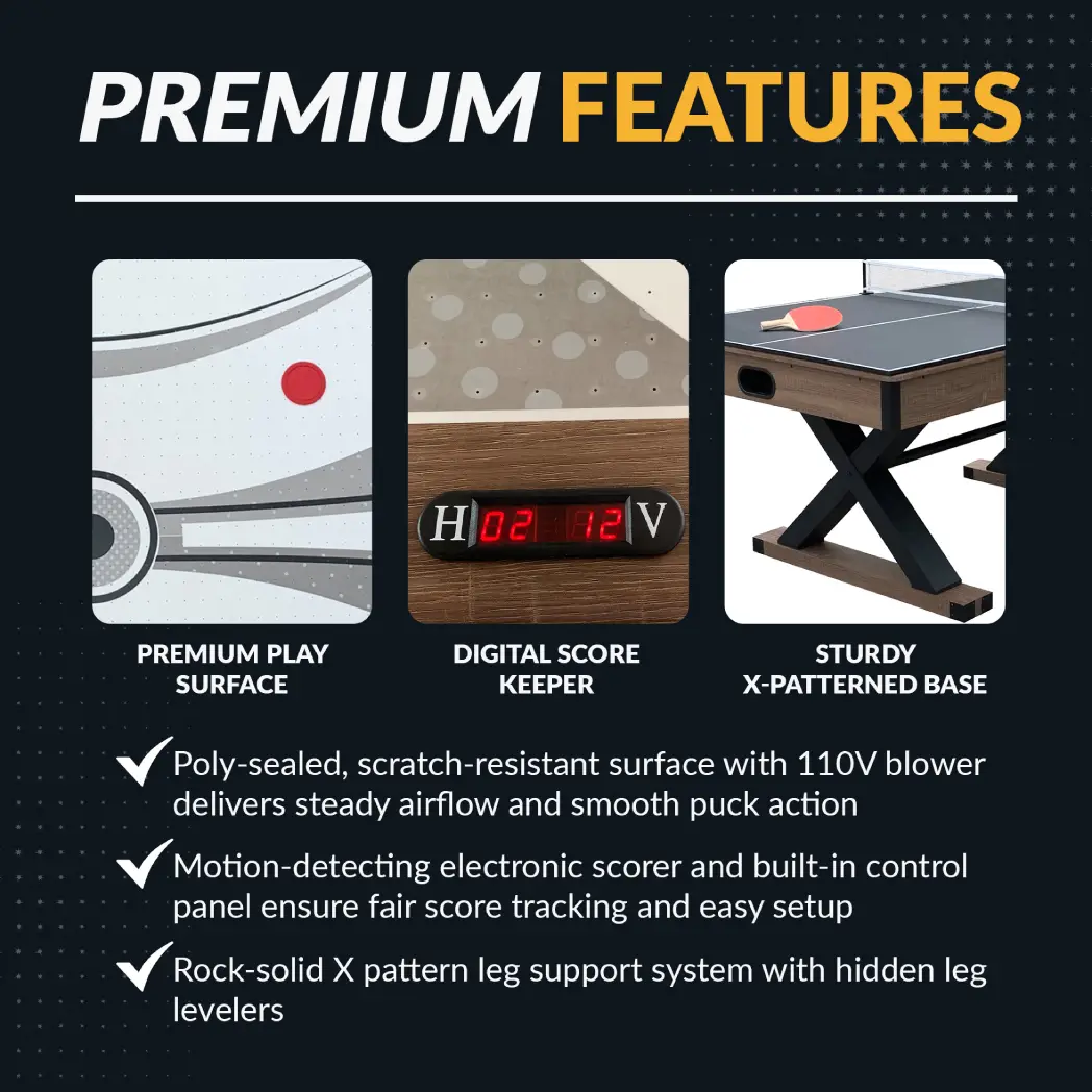 Excalibur 6-ft Air Hockey Table with Table Tennis Top
