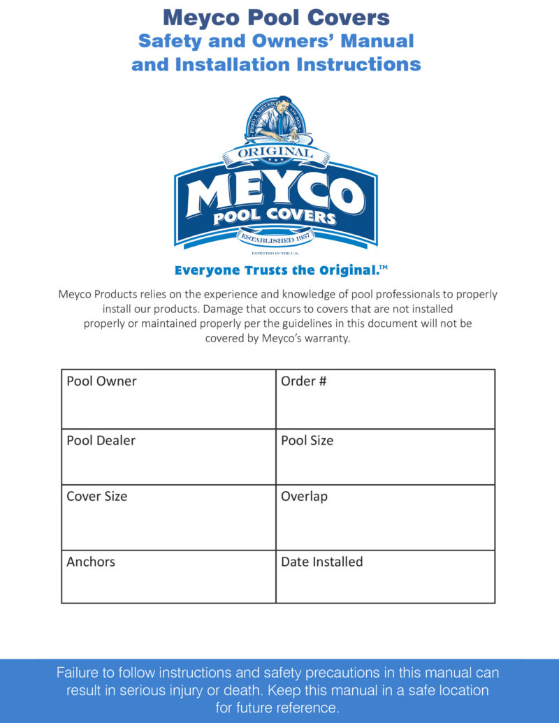 Meyco Pool Safety Cover Installation Guide