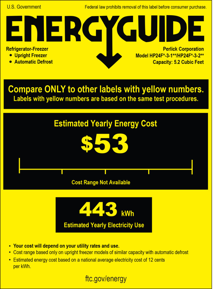 Perlick 24-in Signature Series Outdoor Freezer Energy Guide
