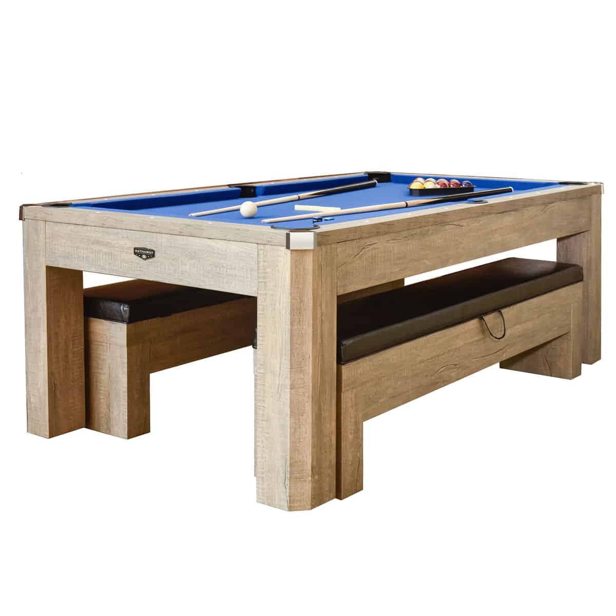 Newport 7' 3-in-1 Pool Table Combo w/ Benches - Blue Felt