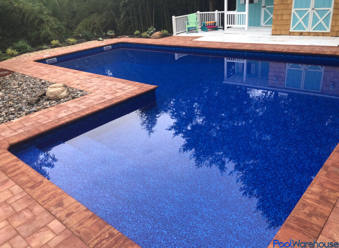 L Shaped Swimming Pool with Deep Blue Liner
