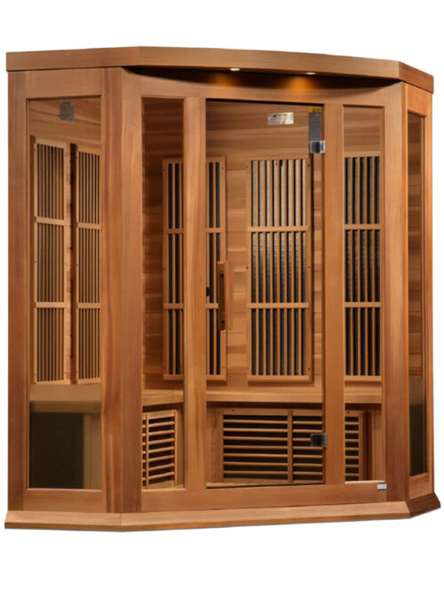 Maxxus 3-Person Near Zero EMF FAR Infrared Corner Sauna Red Cedar