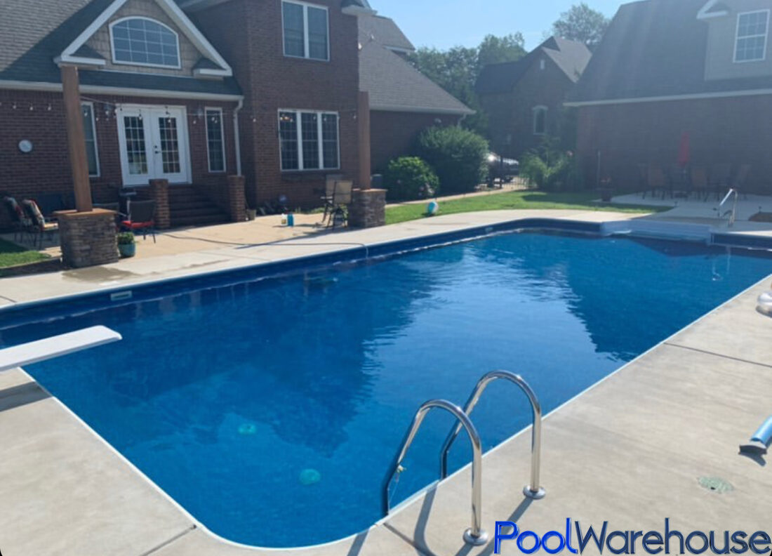 Rectangle Swimming Pool with Diving Board and Rec Area