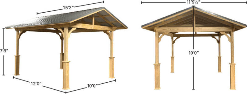 12X15 Pavilion-In-A-Box DIY Pavilion Kit Measurements