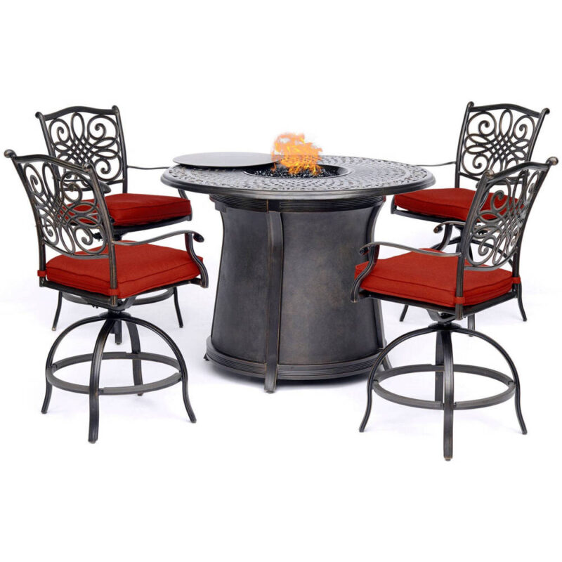 Traditions 5 Piece High Dining Fire Pit Set - Autumn Berry 1