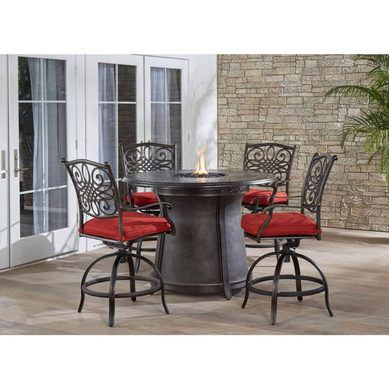 Traditions 5 Piece High Dining Fire Pit Set - Autumn Berry 7