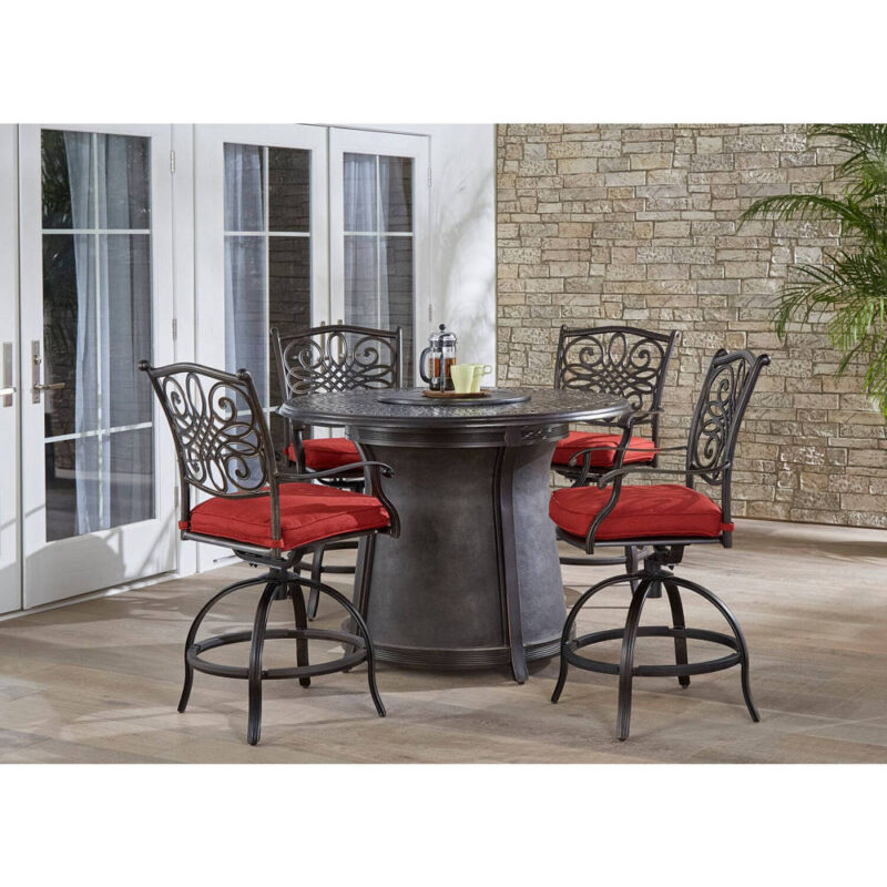 Traditions 5 Piece High Dining Fire Pit Set - Autumn Berry 8