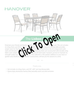 Lisbon 7 Piece Dining Set Spec Sheet