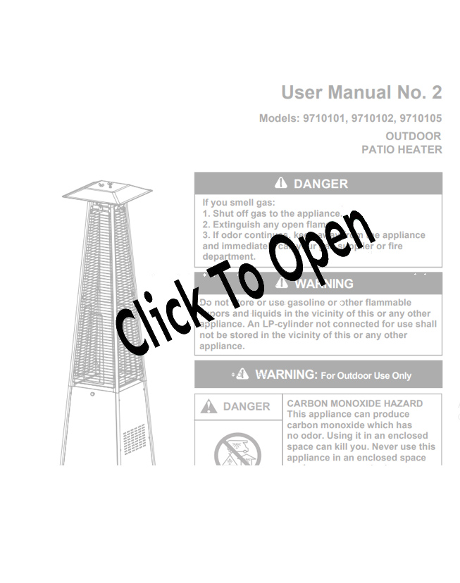 Stainless Steel Pyramid Flame Glass Propane Patio Heater with Cover Combo Manual