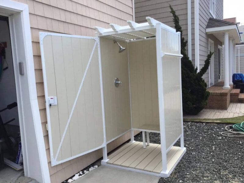 Serenity DIY Single Outdoor Shower or Bathroom Enclosure Beige Single Shower 3