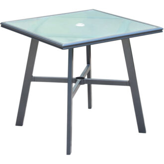 Hanover Cortino Commercial Aluminum 30" Square Glass Top Table