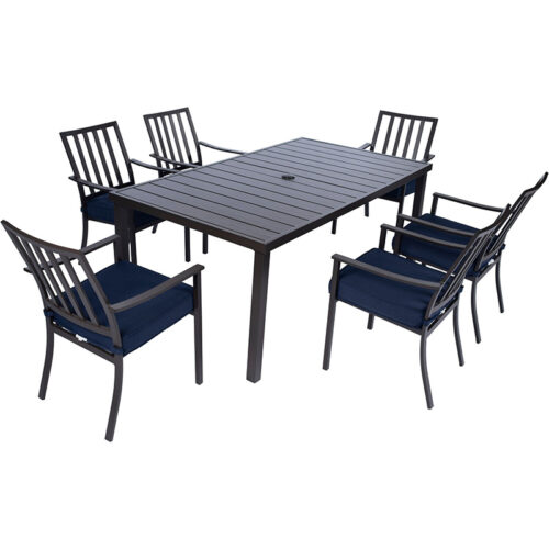 Mod Furniture Carter 6 Slat Aluminum Chairs and Slat Top Table Dining Set