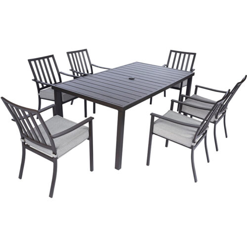 Mod Furniture Carter 7 Slat Aluminum Chairs and Slat Top Table Dining Set