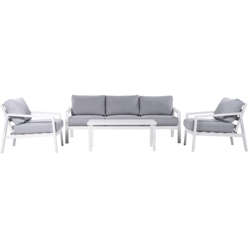 Mod Furniture Greyson 2 Cushioned Side Chairs, 1 Sofa and Slat Coffee Table Seating Set