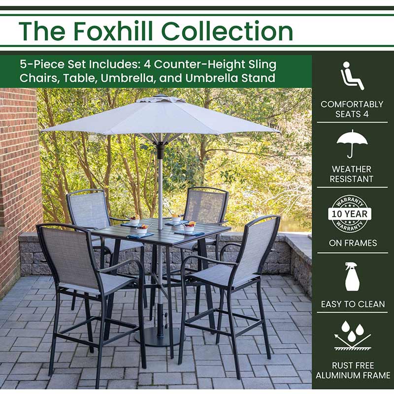 Hanover Foxhill 5 Piece High Dining Set