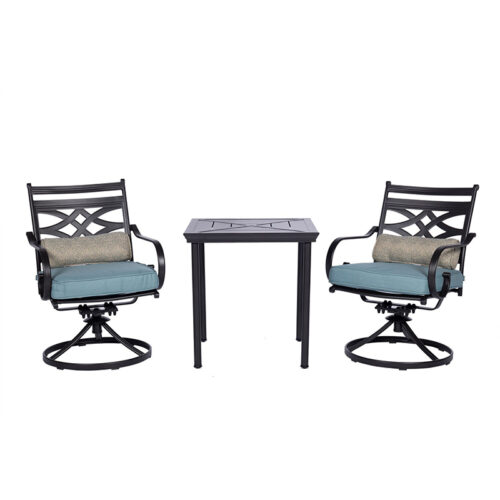 Hanover Montclair 3 Piece Bistro Set-Ocean Blue