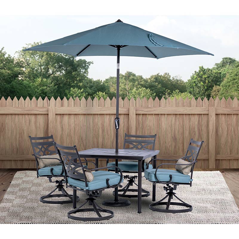 Hanover Montclair 5 Piece Dining Set-Ocean Blue