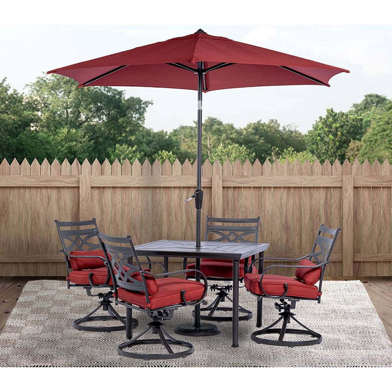 Hanover Montclair 5 Piece Dining Set-Chili Red