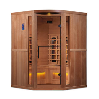 Golden Designs Reserve Edition Corner Full Spectrum PureTech Near Zero EMF FAR Infrared Sauna for 3-Person