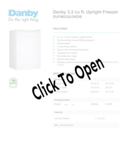 Danby 3.2 Cubic Feet White Upright Freezer Spec Sheet