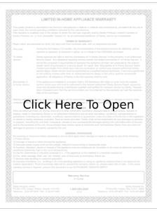 Danby Warrenty Sheet