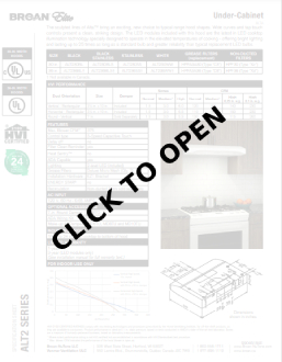 Broan ALT230WW Spec Sheet Image