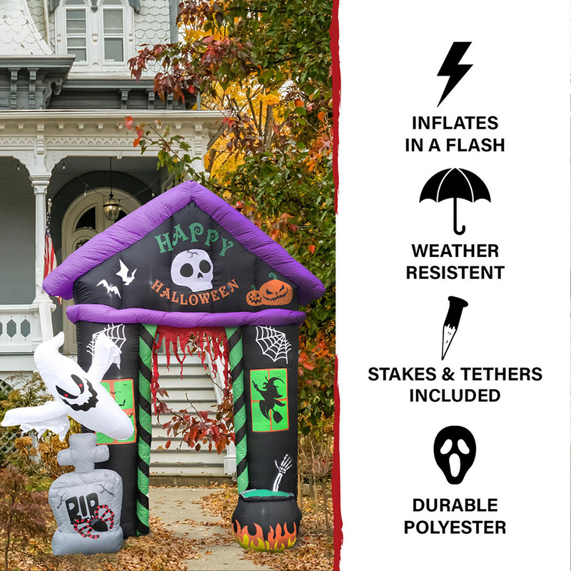 Haunted Hill Farm HIHLWNARCH091-L 9ft Inflatable Arch