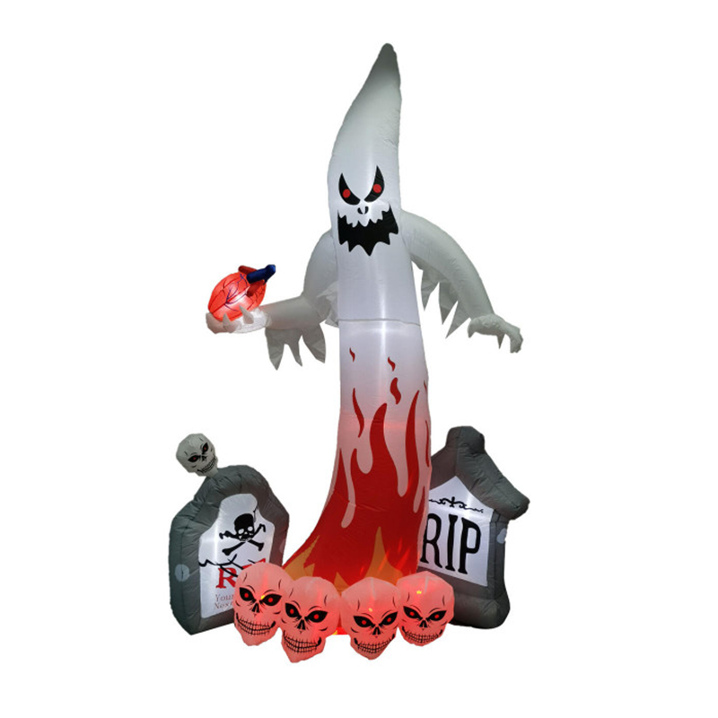 Haunted Hill Farm HIEVILGHST091-L 9ft Inflatable Scary Ghost
