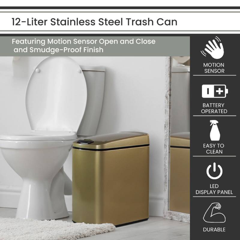 Hanover HTRASH12L-2 12L Gold Stainless Steel Trash Can