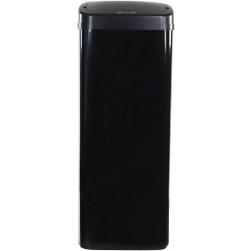 Hanover HTRASH50L-3 50L Slim Black Stainless Steel Trash Can 1