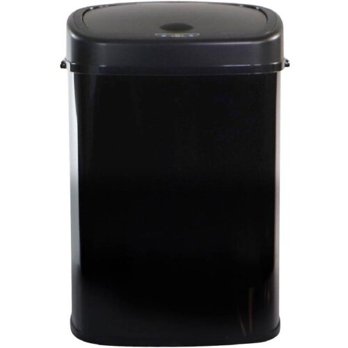 Hanover HTRASH50L-5 50L Wide Black Stainless Steel Motion Sensor Trash Can 1