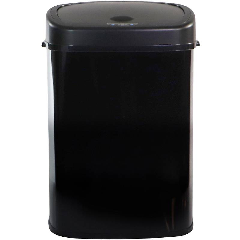 Hanover HTRASH50L-5 50L Wide Black Stainless Steel Motion Sensor Trash Can 1