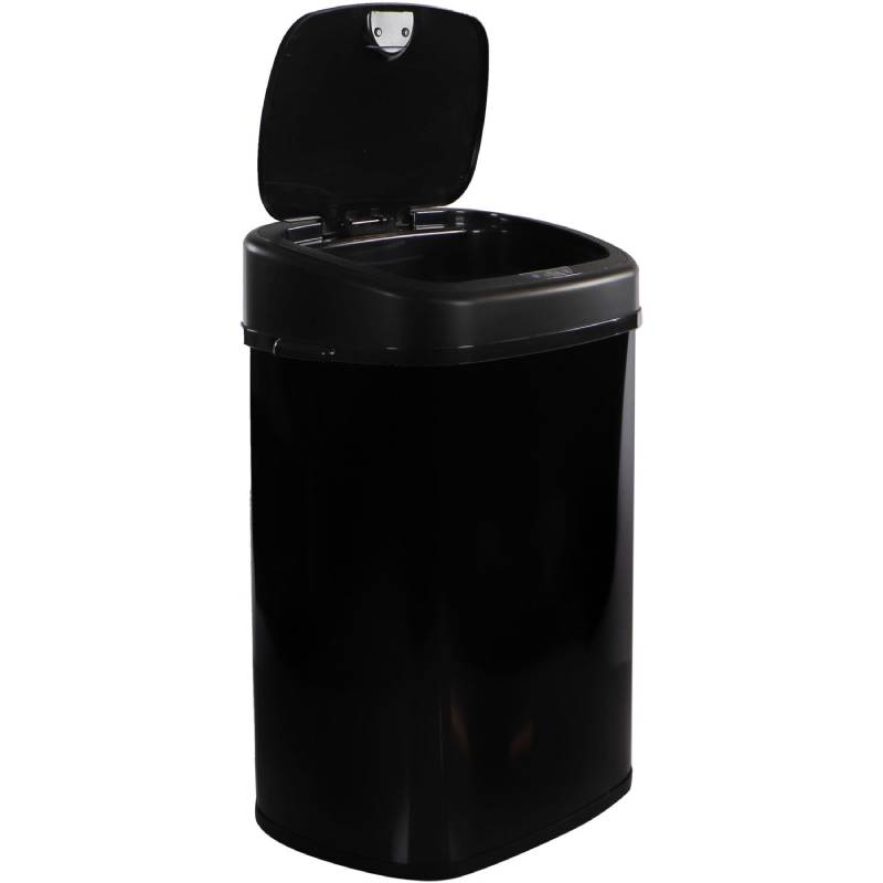 Hanover HTRASH50L-5 50L Wide Black Stainless Steel Motion Sensor Trash Can 11