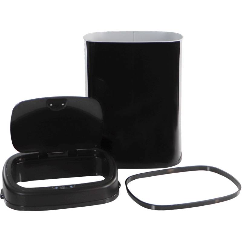 Hanover HTRASH50L-5 50L Wide Black Stainless Steel Motion Sensor Trash Can 6