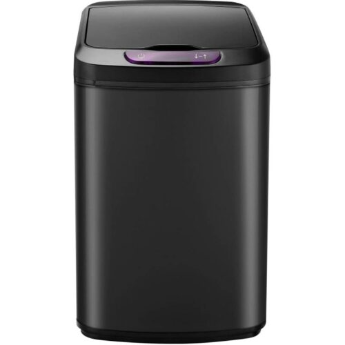 Hanover HTRASH9L-5 9L Black Stainless Steel Motion Sensor Trash Can 1