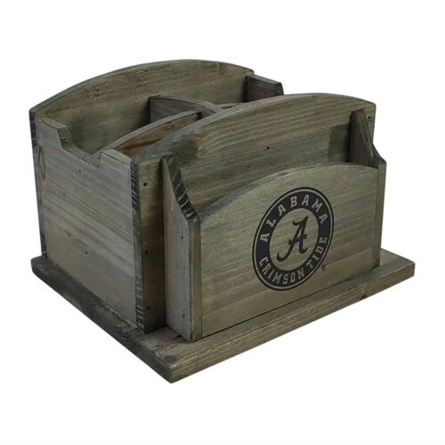 Imperial University of Alabama Rustic Wood Desk Organizer