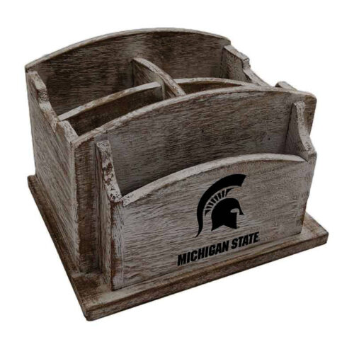 Imperial Michigan State Rustic Wood Office Organizer